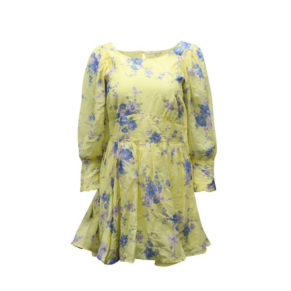 LoveShackFancy Ross Floral Mini Dress in Yellow Cotton
